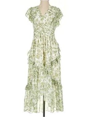 max studio ruffle crepe high low wrap midi dress Max Studio Ruffle Crepe High/Low Wrap Midi